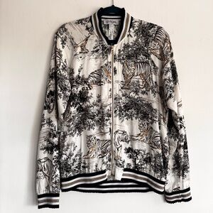 Antigel Lise Charmel Tiger Jungle Print Lightweight Bomber Jacket Black Gold M/L